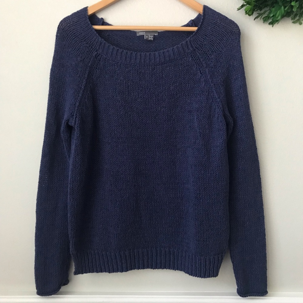 Vince Raglan Knit Sweater Dark Blue size Small